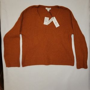NWT NORDSTROM Treasure & Bond  Women's Sweater Rust Long Sleeve V Neck Med